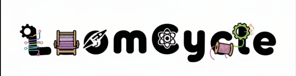 Loomcycle typographic wordmark with illustrated letterforms